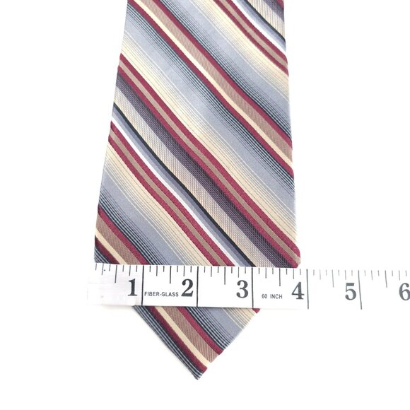 Platinum Designs Men Necktie 100% Silk Handmade Striped Gray Red 60x4 - NWOT - Picture 4 of 5